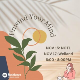 Hey students! 📣 Are you ready for another great collaboration event? This month, we will be hosting Unwind Your Mind with Women’s Place of South Niagara! 🤩 We will be discussing healthy relationships and self-care, providing plenty of snacks and activities, and making personalized self-care boxes! 🎁 💙 Use the QR code to sign up! 😊📝 #NCResidence